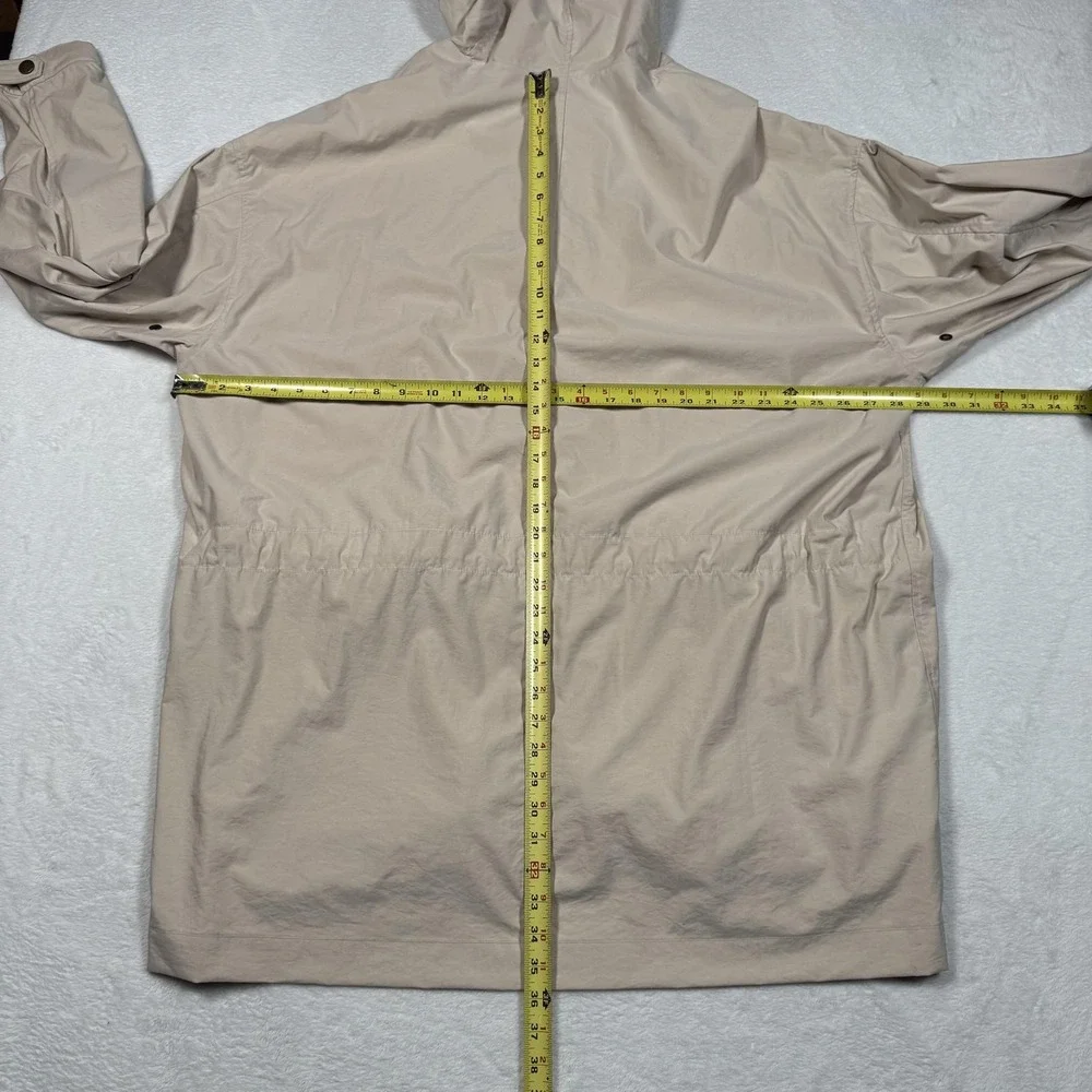 Eddie Bauer Jacket Mens Large Beige Hooded Nylon PU Laminated Parka Outdoor Coat
